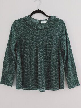 DOEN green floral cotton blouse